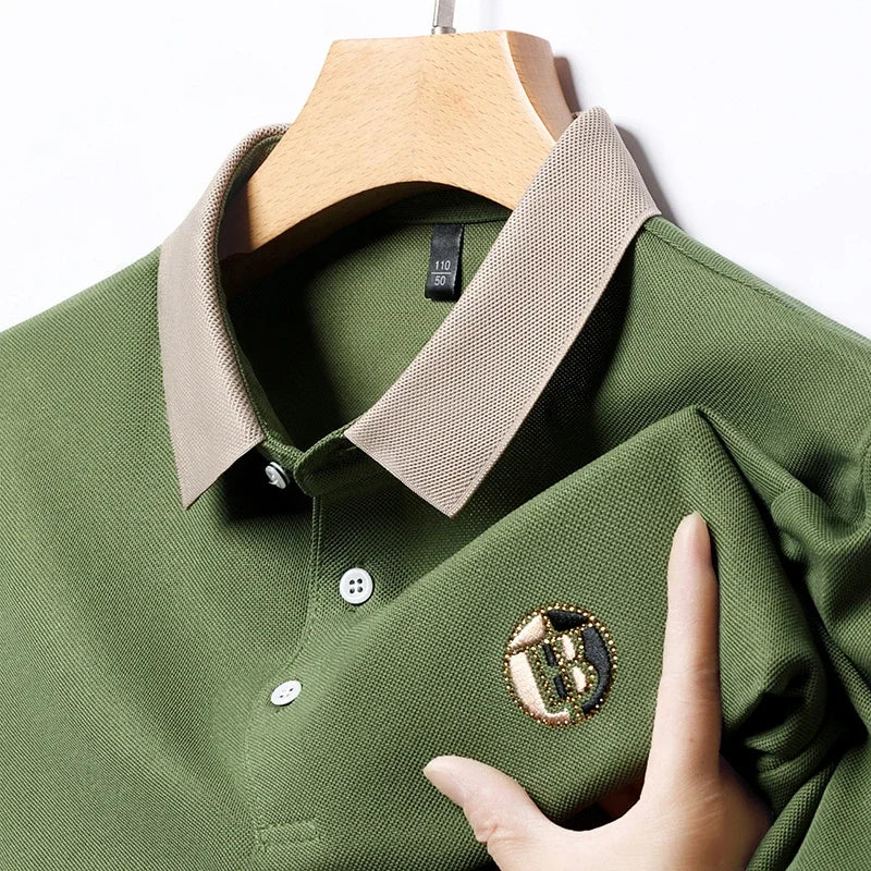 2024 Men's New Embroidered Cotton Business Leisure Short Sleeved POLO Shirt Fashion Short Sleeved Comfortable and Breathable Top 2024 Men's New Embroidered Cotton Business Leisure Short Sleeved POLO Shirt Fashion Short Sleeved Comfortable and Breathable Top